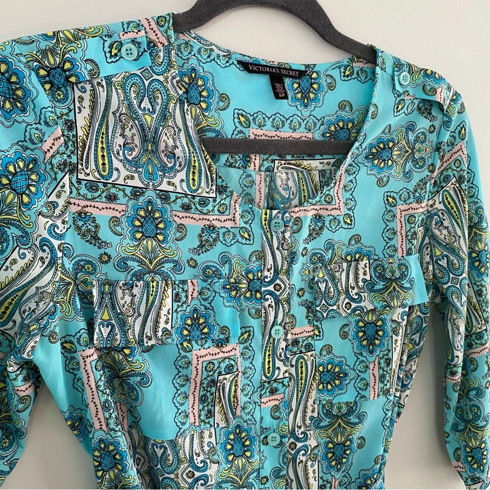Victoria’s Secret Paisley Turquoise Swim‎ Cover-Up Kimono Small Resort Tropical